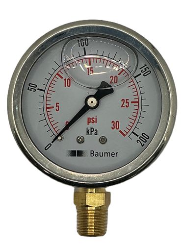 P Gauge 63mm x 200 kPA 0-30psi BOTTOM Entry