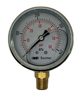 P Gauge 63mm 0-400 kPA 60psi BOTTOM Entry