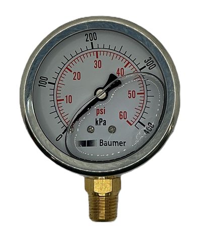 P Gauge 63mm 0-400 kPA 60psi BOTTOM Entry
