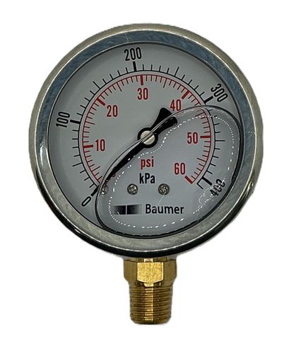 P Gauge 63mm 0-400 kPA 60psi BOTTOM Entry