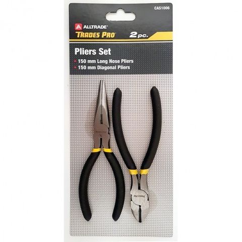 2PC 150mm 6" Long Nose & Diagonal Pliers Set (CAS1006)