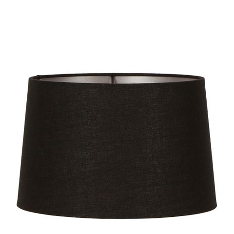 Linen Drum Lamp Shade XL Black with Silver Lining