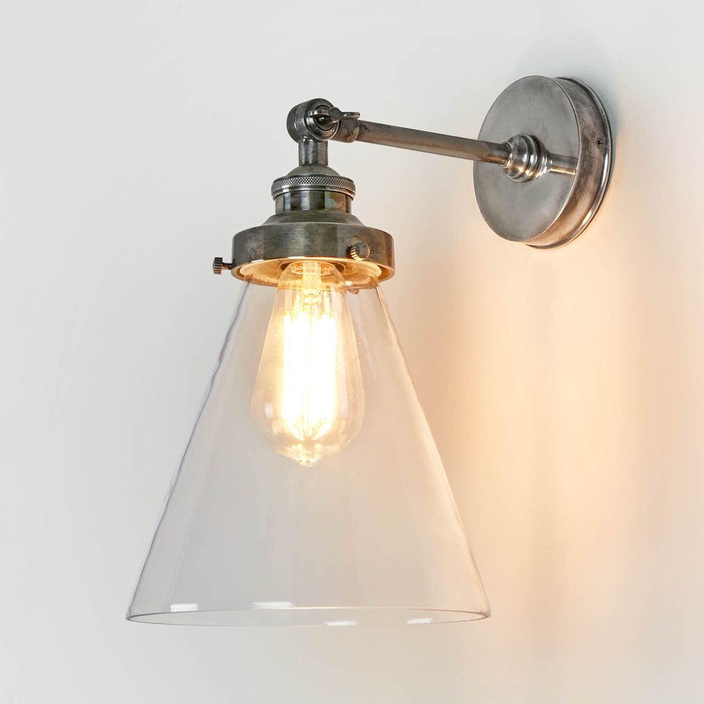 Industrial Wall Sconce with Brass Cone Shade — DW Vintage Lighting Co.