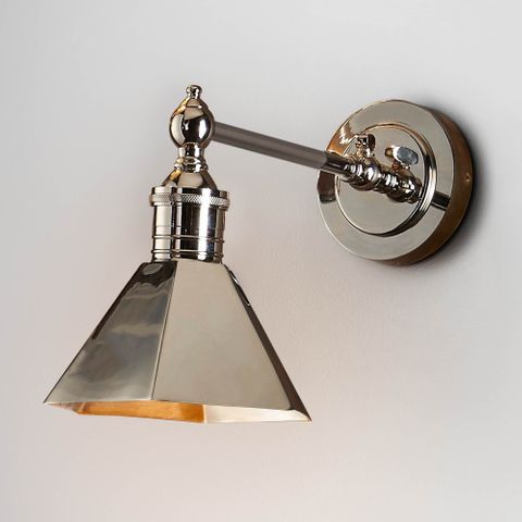 Mayfair Wall Light with Metal Shade Shiny Nickel