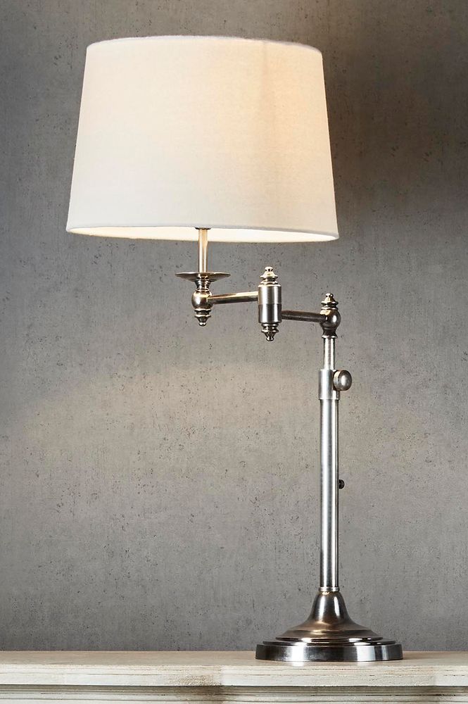 Macleay Swing Arm Table Lamp Antique Brass With Black Shade - ELPIM505