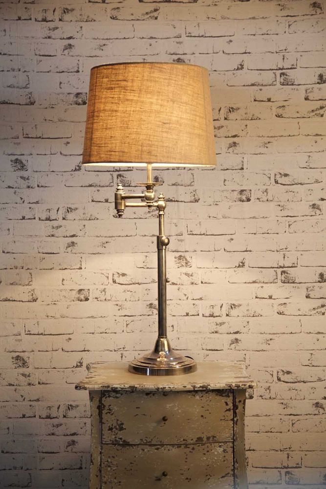 Macleay Swing Arm Table Lamp Antique Brass With Black Shade - ELPIM505