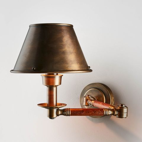 Benton Wall Light with Metal Shade Antique Brass