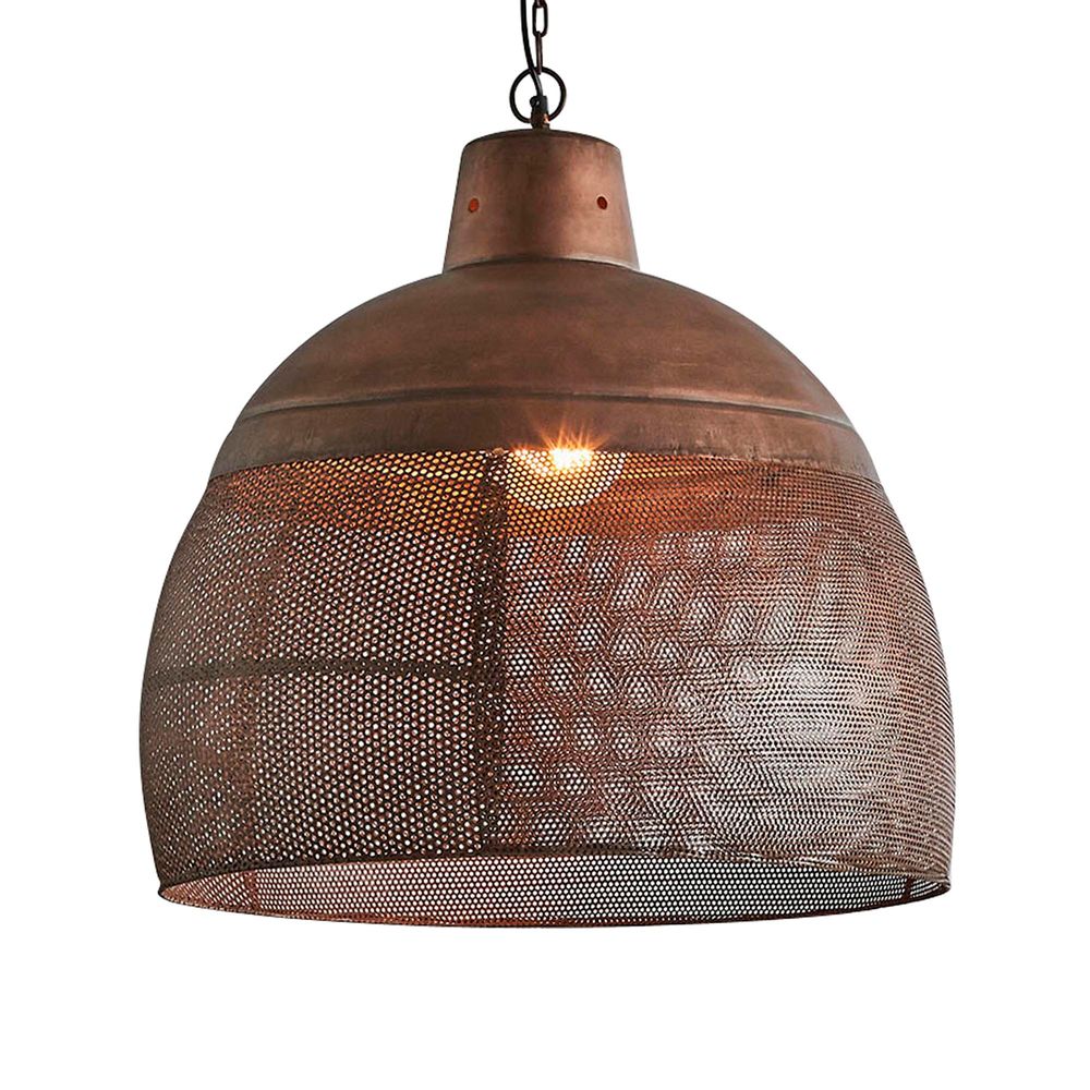 Copper patina pendant deals light