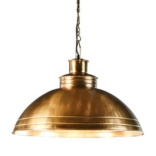 Sheldon - Antique Brass - Large Iron Shallow Dome Pendant Light