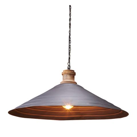 Hudson Ceiling Pendant Antique Zinc and Wood