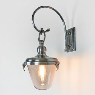 Savoy Outdoor Wall Light with Glass Shade Antique Silver