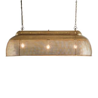 Riva Long - Antique Brass - Perforated Iron Elongated Pendant Light