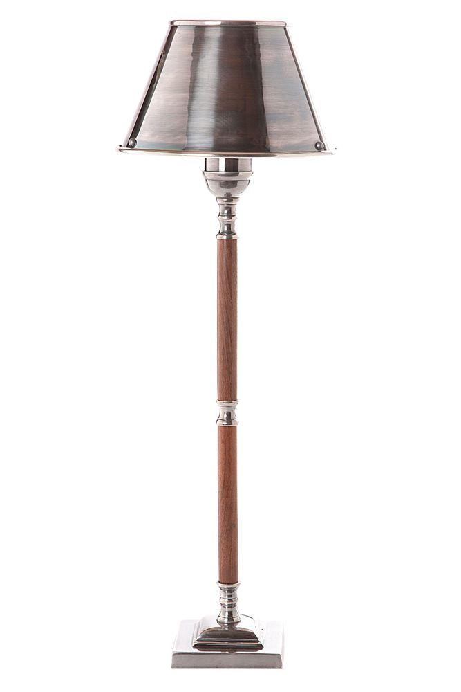 Wood and store brass lamp