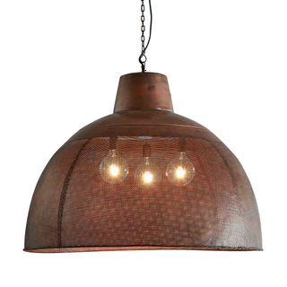 Riva Extra Large - Antique Copper - Perforated Iron Dome Pendant Light