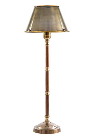 Delaware Table Lamp Antique Brass and Dar Wood
