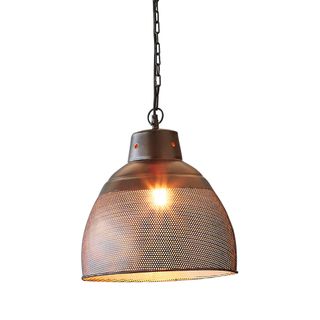 Riva Small - Matt Black/Gold - Perforated Iron Dome Pendant Light