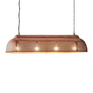 Riva Extra Long - Antique Copper - Perforated Iron Elongated Pendant Light