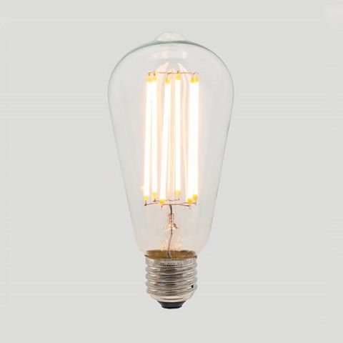 ST64 Long LED Filament - Clear Glass - 6W E27 2200k