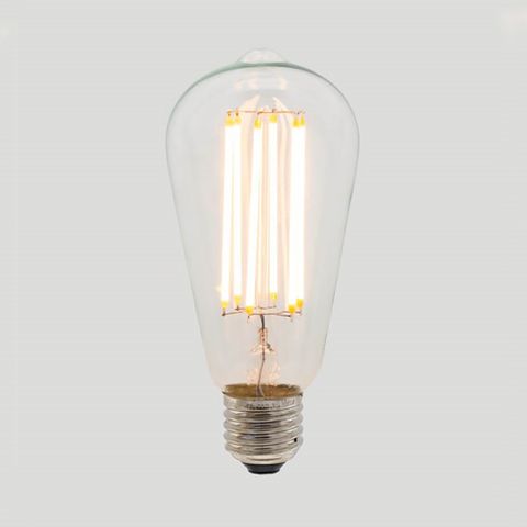 ST64 Long LED Filament - Clear Glass - 6W E27 2200k