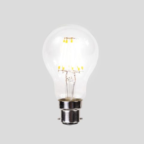 A60 LED Filament - Clear Glass - 6W B22 2200k