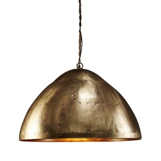 P51 Large - Antique Brass - Iron Riveted Dome Pendant Light