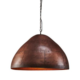 P51 Large - Antique Copper - Iron Riveted Dome Pendant Light