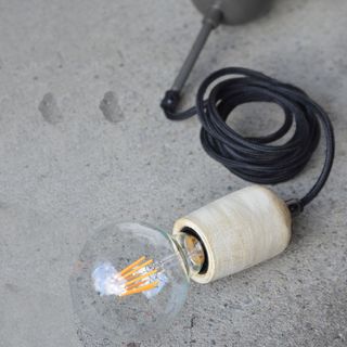 Wood Cord Drop - Whitewash - Turned Wood Tube Cord Drop Pendant Light