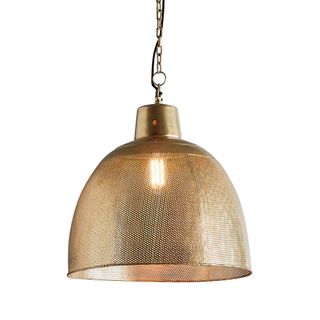 Riva Medium - Antique Brass - Perforated Iron Dome Pendant Light