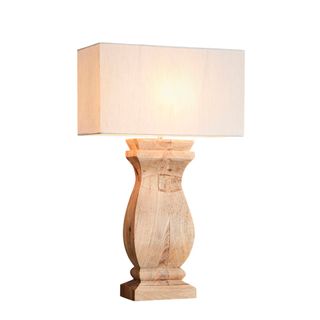 George - Natural - Rectangular Wood Ballister Table Lamp