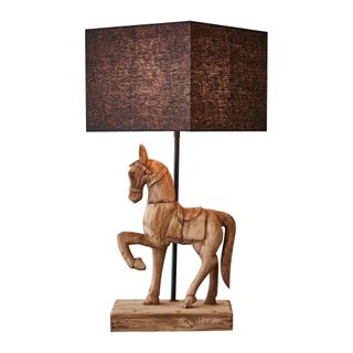 Clyde Base Only - Dark Natural - Large Wooden Horse Table Lamp Base Only