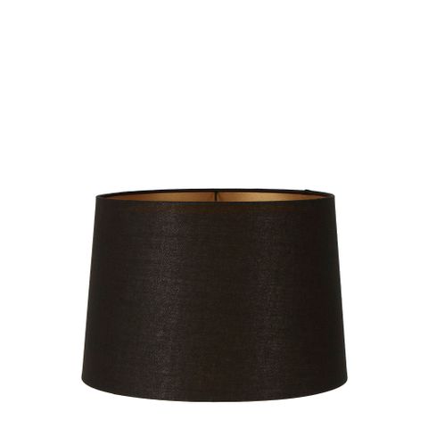 Linen Drum Lamp Shade Small Black with Gold Lining