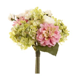 Dahlia Lisianth & Hydrangea Bouquet 28cm Grey & Pink