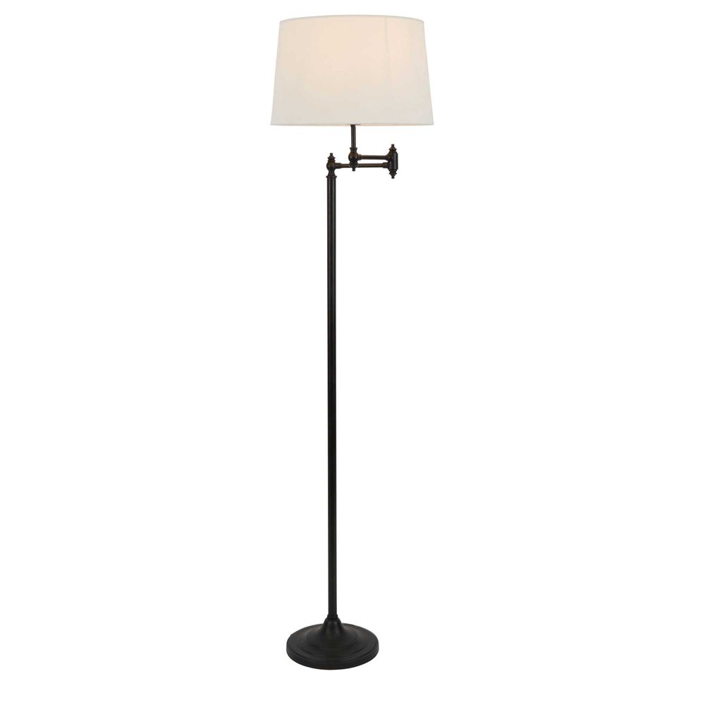 Macleay Floor Lamp Antique Brass With Black Shade