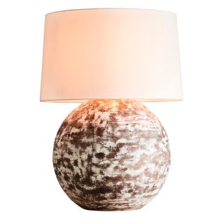 Boule Large Base Only - Distressed White - Turned Wood Ball Table Lamp Base Only