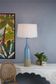 Potters Large - Blue/Brown - Tall Thin Glazed Ceramic Table Lamp