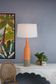 Potters Large - Orange/Brown - Tall Thin Glazed Ceramic Table Lamp