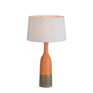 Potters Small - Orange/Brown - Tall Thin Glazed Ceramic Table Lamp