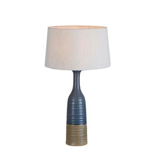 Potters Small - Grey/Brown - Tall Thin Glazed Ceramic Table Lamp