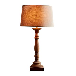 Candela Small Base Only - Dark Natural - Turned Wood Candlestick Table Lamp Base Only