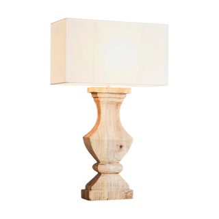 Gilbert Base Only - Natural - Rectangular Wood Ballister Table Lamp Base Only