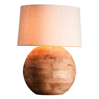 Boule Large Base Only - Natural - Turned Wood Ball Table Lamp Base Only