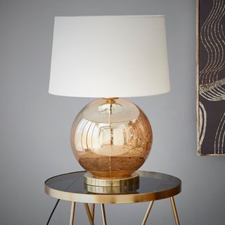 Lustre Ball Table - Pale Gold - Stone Effect Glass Ball Table Lamp
