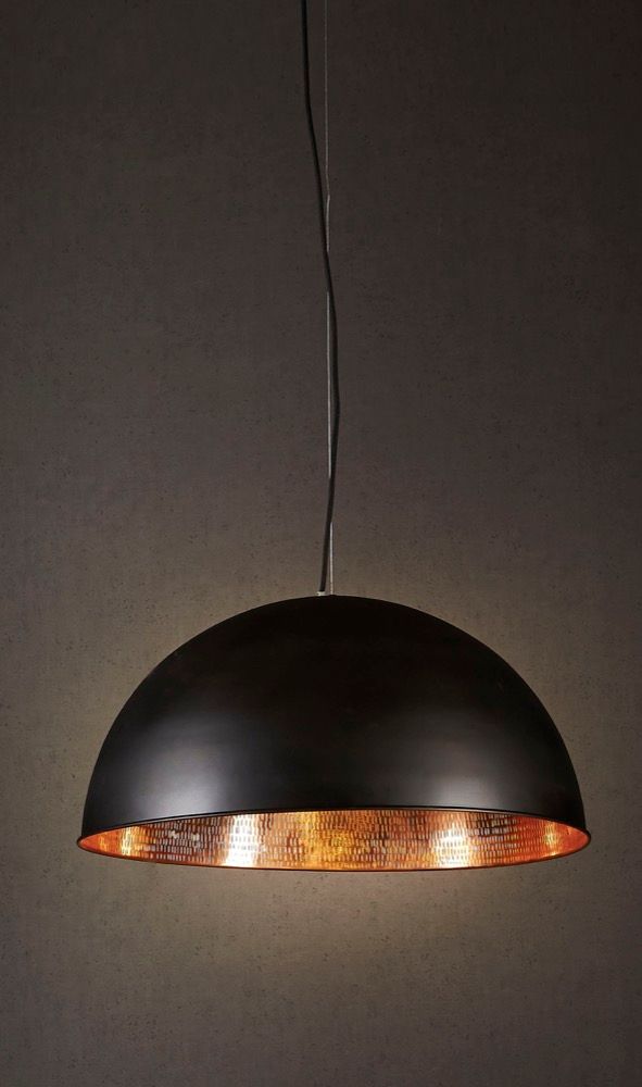 Black pendant light with copper deals inside