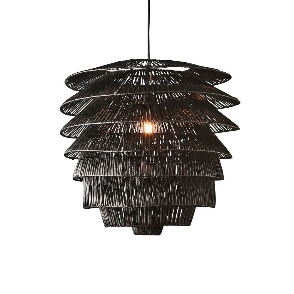 Black rattan deals flush mount light