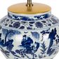 Woody Ceramic Table Lamp Base Blue and White- Base Only