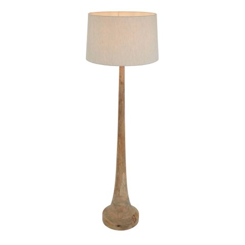 Lancia Large - Light Natural - Turned Wood Slender Floor Lamp