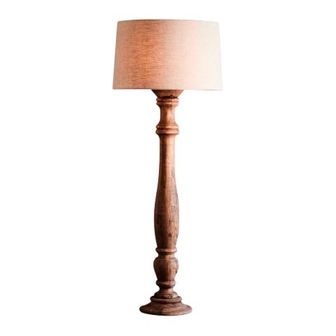 Candela Large - Dark Natural - Turned Wood Candlestick Floor Lamp