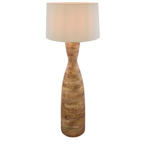 Esraj Turned Wood Floor Lamp Natural