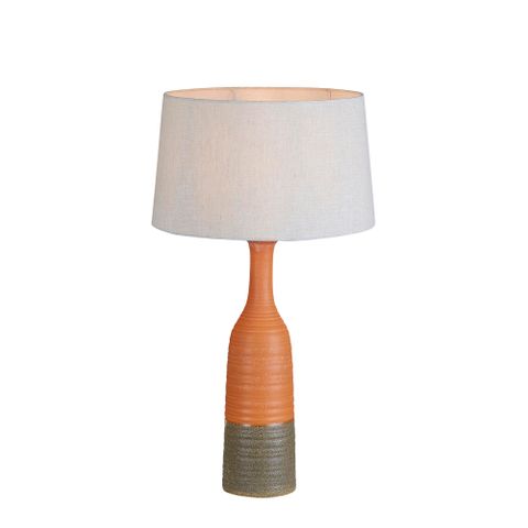 Potters Small - Orange/Brown - Tall Thin Glazed Ceramic Table Lamp