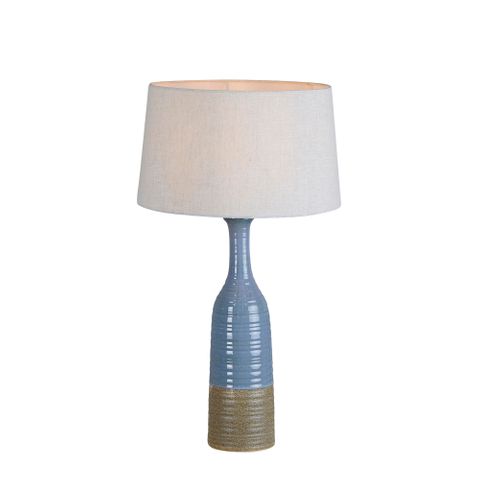 Potters Small - Blue/Brown - Tall Thin Glazed Ceramic Table Lamp